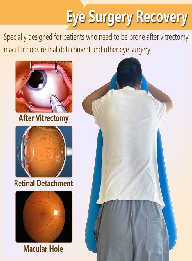 ZNALDP Face Down Pillow for Eye Surgery Recovery, Inflatable Prone Pillow for Retinal Detachment, Vitrectomy, Macular Hole, and Post Eye Surgery Recovery, Comfortable Sleeping Head Cradle, Blue - Image 3