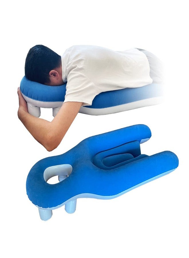 ZNALDP Face Down Pillow for Eye Surgery Recovery, Inflatable Prone Pillow for Retinal Detachment, Vitrectomy, Macular Hole, and Post Eye Surgery Recovery, Comfortable Sleeping Head Cradle, Blue - Image 1