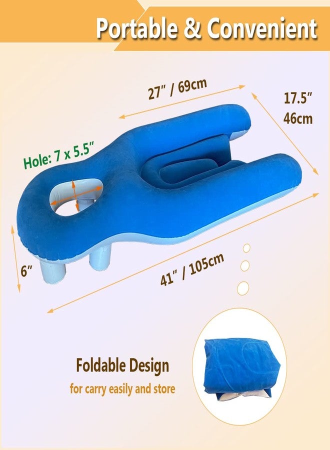 ZNALDP Face Down Pillow for Eye Surgery Recovery, Inflatable Prone Pillow for Retinal Detachment, Vitrectomy, Macular Hole, and Post Eye Surgery Recovery, Comfortable Sleeping Head Cradle, Blue - Image 2