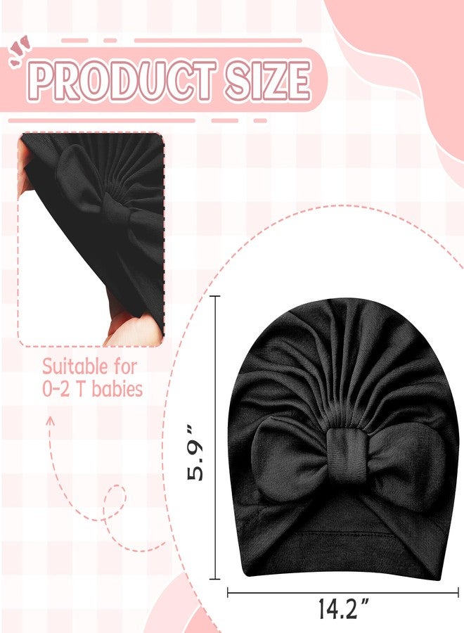 Zando Big Bow Baby Hats and Mittens Newborn Hat Essentials Cotton Warmth Safety Anti-Scratch Infant Hospital Hat Baby Black Turban for Christmas Hallowmas Daily Sleep Birthday Girls Boys 0-2T - Image 5