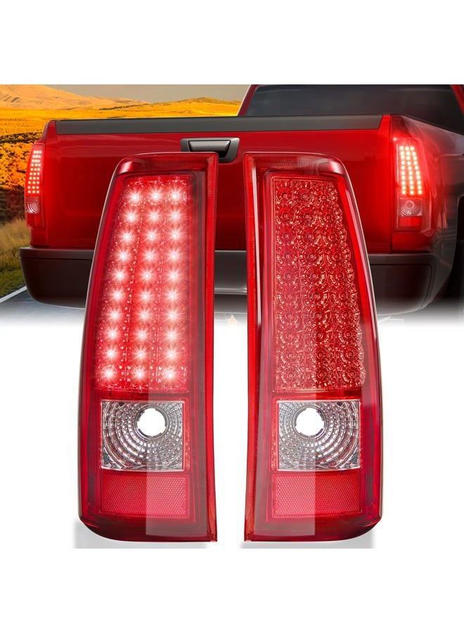SPBREW LED Tail Lights Assembly Fit for Chevy Silverado 1999 2000 2001 2002, Tail Lights Compatible for 99-02 Silverado 1999-2007 GMC Sierra Classic, Clear Tail Lights Truck Rear Lamp Red 1 Pair - Image 1