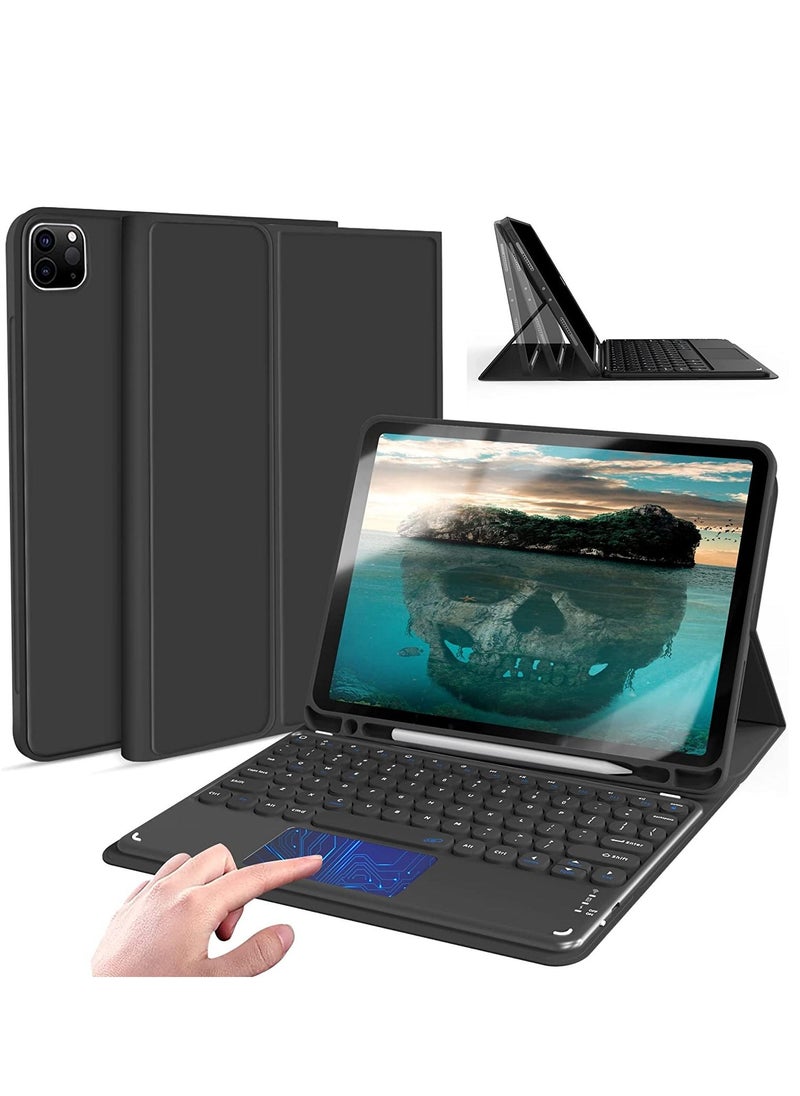 Generic - iPad Pro 11 Inch Case with Keyboard Detachable Bluetooth Keyboard with Touchpad and Pencil Holder 2 Bluetooth Channels for iPad Pro 11 iPad Air 4 /5th Black - Image 1