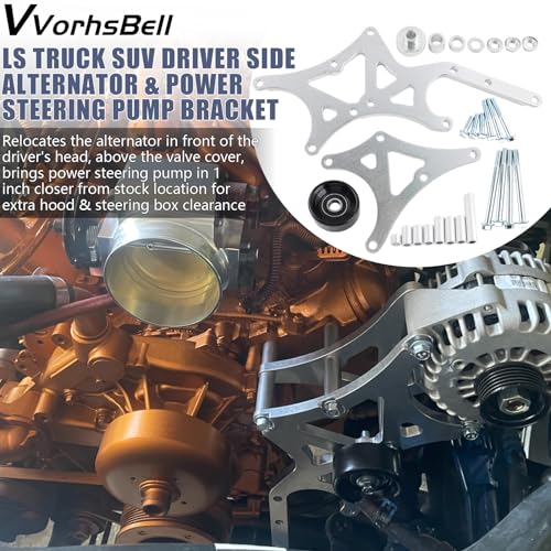 VVORHSBELL LS Truck SUV Driver Side Billet Alternator Power Steering Pump Bracket Compatible with 1999-2014 Silverado Sierra Yukon Tahoe Express Suburban 1500 2500 3500 - Image 3