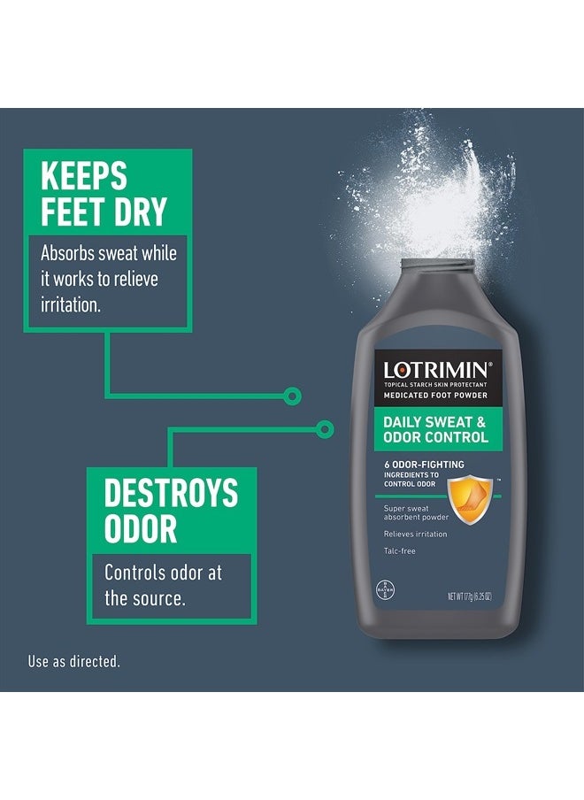 Lotrimin - Daily Sweat & Odor Control Medicated Foot Powder - Antifungal Formula for Lasting Relief from Foot Odor, 6.25 Ounce (177 Grams) - Image 1