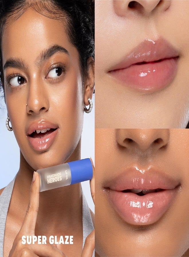Handmade Heroes 100% Natural Vegan Lip Oil with Squalane Non-Sticky Lip Gloss Moisturizing, Shiny, Nourishing Korean Lip Gloss - Super Glaze (Clear) - Image 2