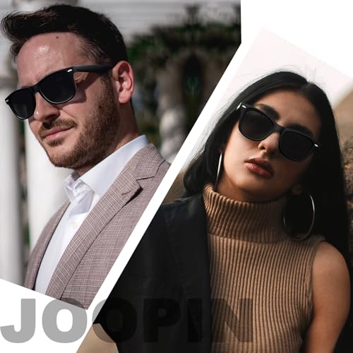 Joopin نظارات جووبين الشمسية المستقطبة UV400 بأشكال مربعة عصرية للرجال والنساء نظارات شمسية مصممة ريترو (بكيس بسيط أسود) - Image 2