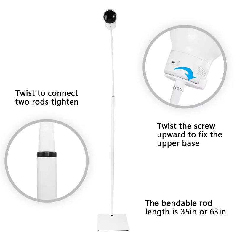 HOLACA 35 inch or 63 inch Floor Stand for Hellobaby, Infant Optics DXR-8/8 Pro, eufy, Vava/Hipp and Nooie Baby Monitor,Owlet and Motorola Baby Monitor, for Any Other Cameras with 1/4 Screw Mount - Image 3