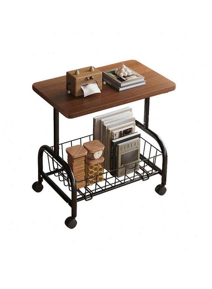 l'elefante 2-Tier Rolling Storage Cart with Wheels – Metal Frame Organizer for Kitchen, Bathroom, Office – Slim Utility Trolley with Plastic Baskets – Movable Storage Rack for Home and Workspace  - Image 1