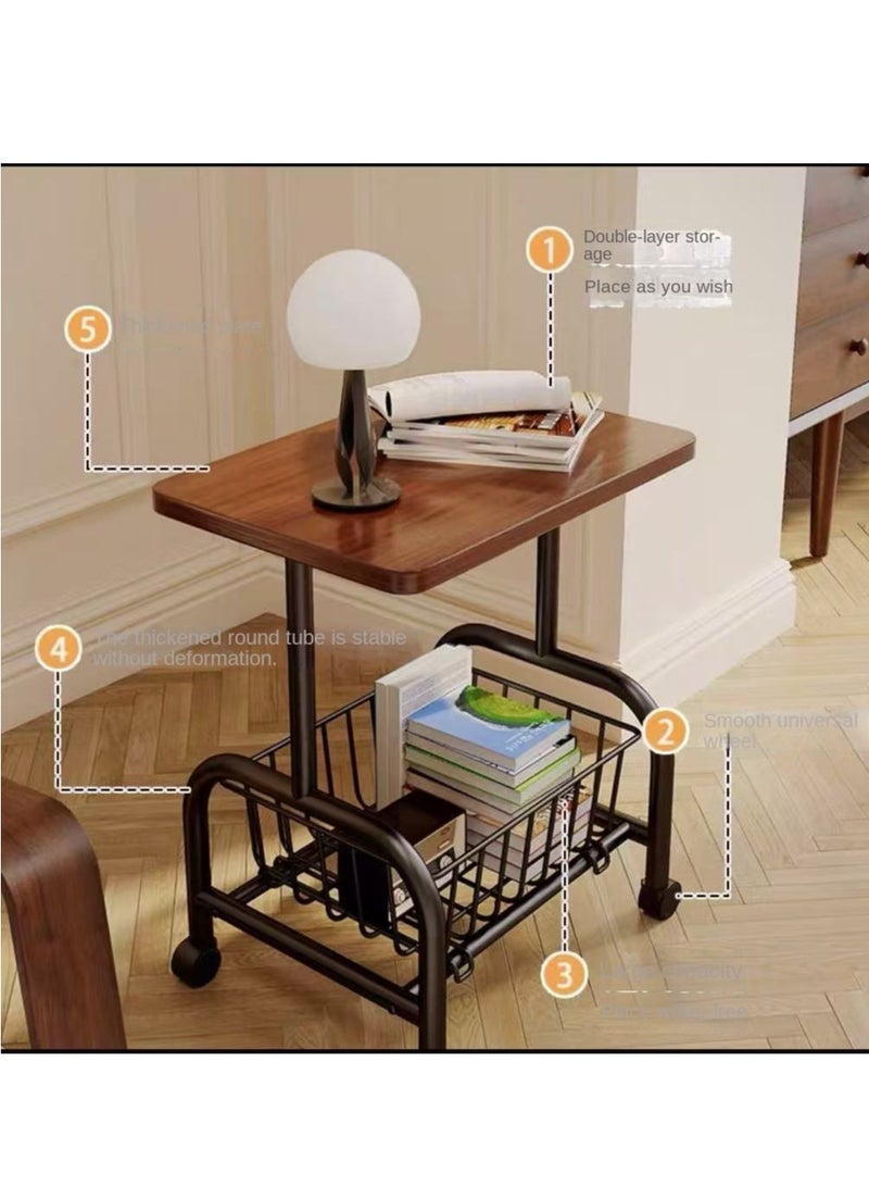 l'elefante 2-Tier Rolling Storage Cart with Wheels – Metal Frame Organizer for Kitchen, Bathroom, Office – Slim Utility Trolley with Plastic Baskets – Movable Storage Rack for Home and Workspace  - Image 3