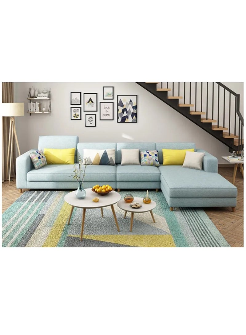 Ripple FURNITURE Modern Simple Design Nordic Type Corner Sofa With Solid Wood Frame L Shape Sofa Set For Living Room Furniture 7 Seater Turquoise 330X170X85  - Image 3