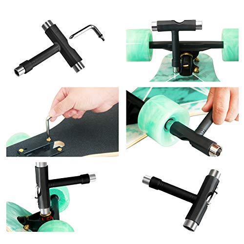 ANCKNE Skate Tool All-in-One, Skateboard Tool Roller Skate Tool T Tool for Skateboard, Muti-Function Portable Skateboard Longboard Accessory with T-Type Allen Key and L-Type Phillips Head Wrench Screwdriver - Image 4