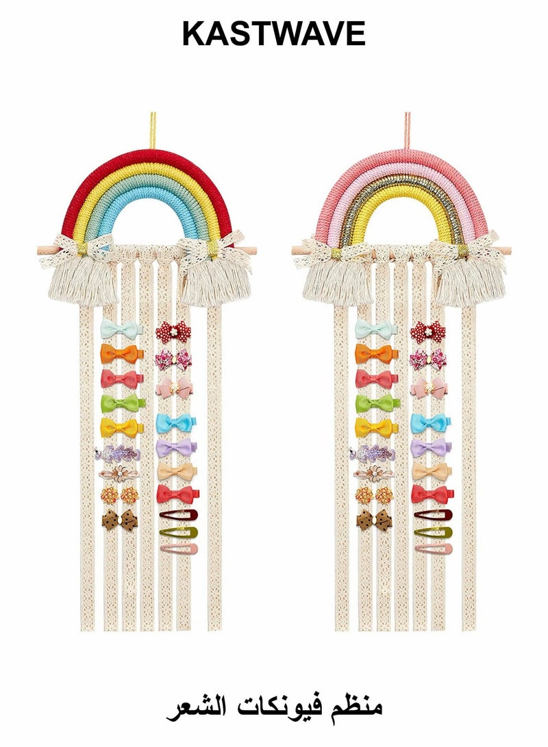 KASTWAVE Bow Organizer, Hair Bows Holder Rainbow Tassels Headband Holder - Image 1
