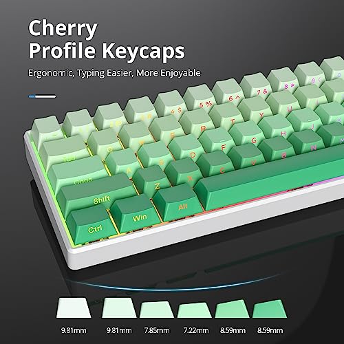 Owpkeenthy Side-Printed PBT Keycaps, Double Shot Shine Through Custom Cherry Profile Green 135 Keys Gradient Keycap Set, for 60% 65% 75% 100% MX Switches South-Facing Mechanical Keyboard(Bedew) - Image 5