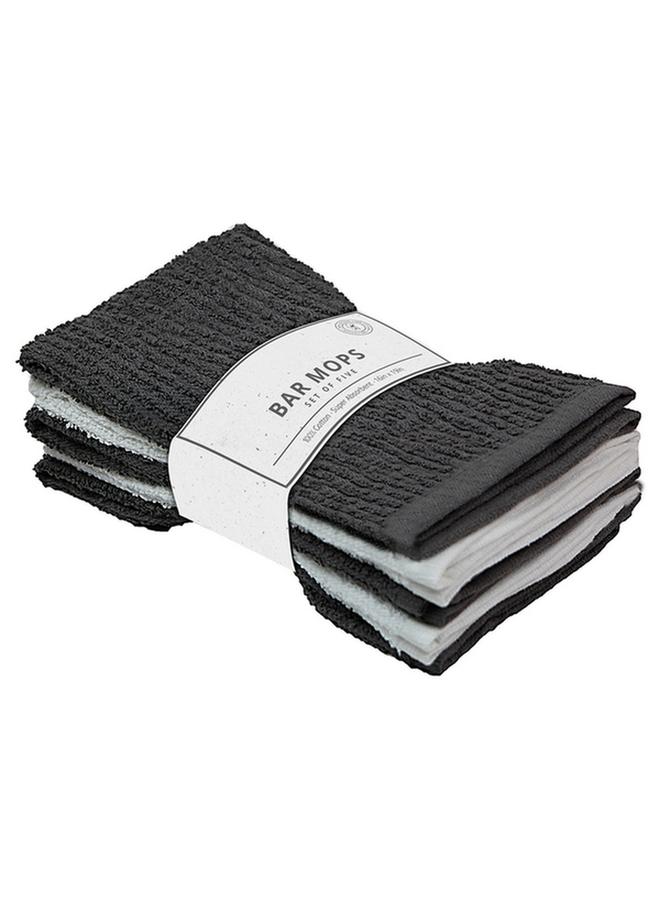 5-Piece Super Absorbent Cotton Bar Mops Grey And White 16 X 19Inch