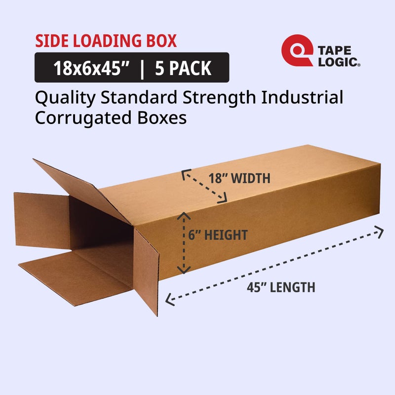 Tape Logic BOX USA Shipping Boxes Larg 18"L x 6"W x 45"H 5-Pack, Cardboard Box for Shipping, Moving, Mailing, Packing, Packaging and Storage - Image 2