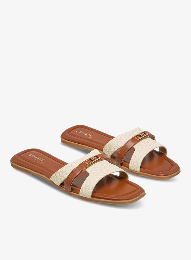 سيليست Women Monogram Print Flat Sandals
