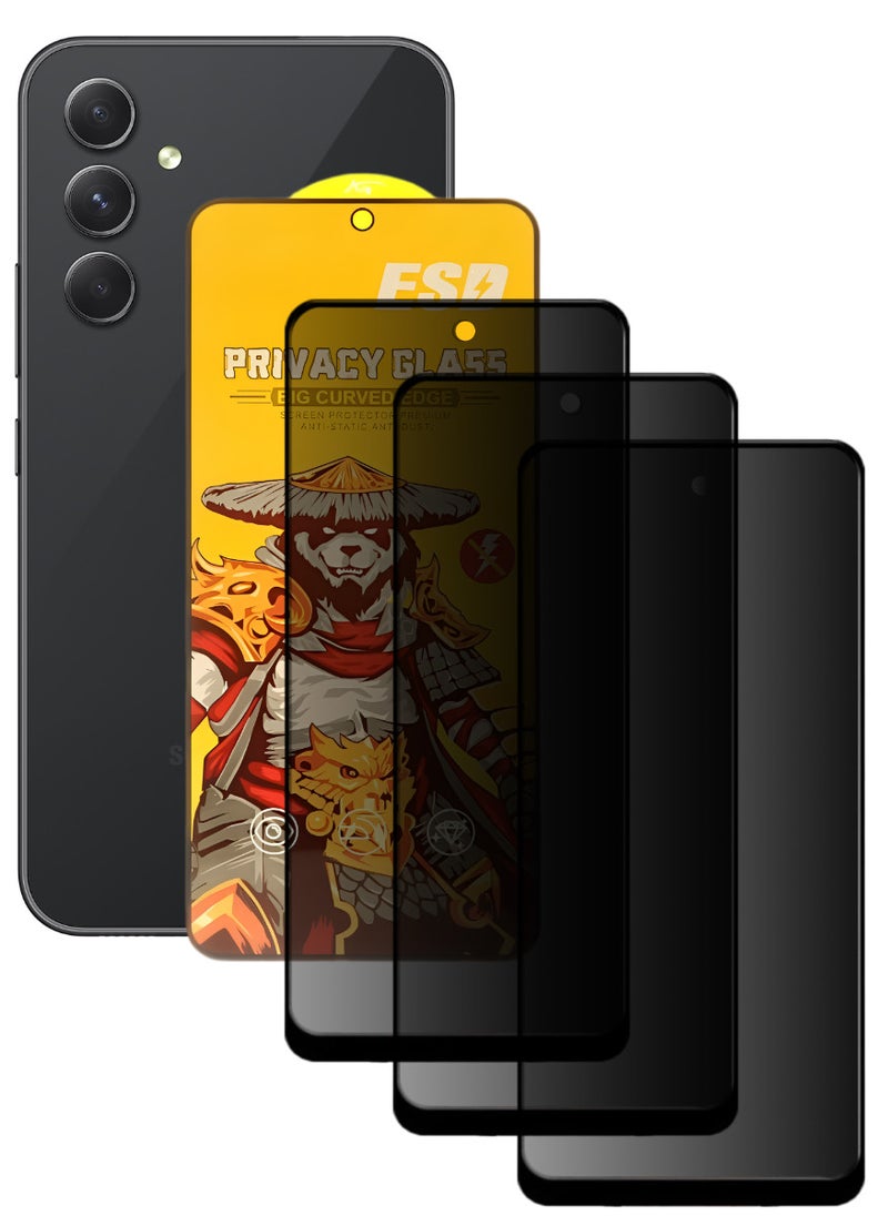ESD 3 Pieces Tempered Dustproof Privacy Glass Screen Protector Compatible For Samsung Galaxy A54 5G - Image 1
