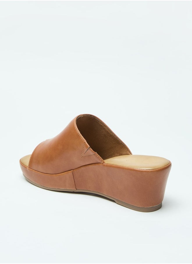 Flora Bella By Shoexpress - Logo Accent Slip-On Sandals with Wedge Heels - Image 1