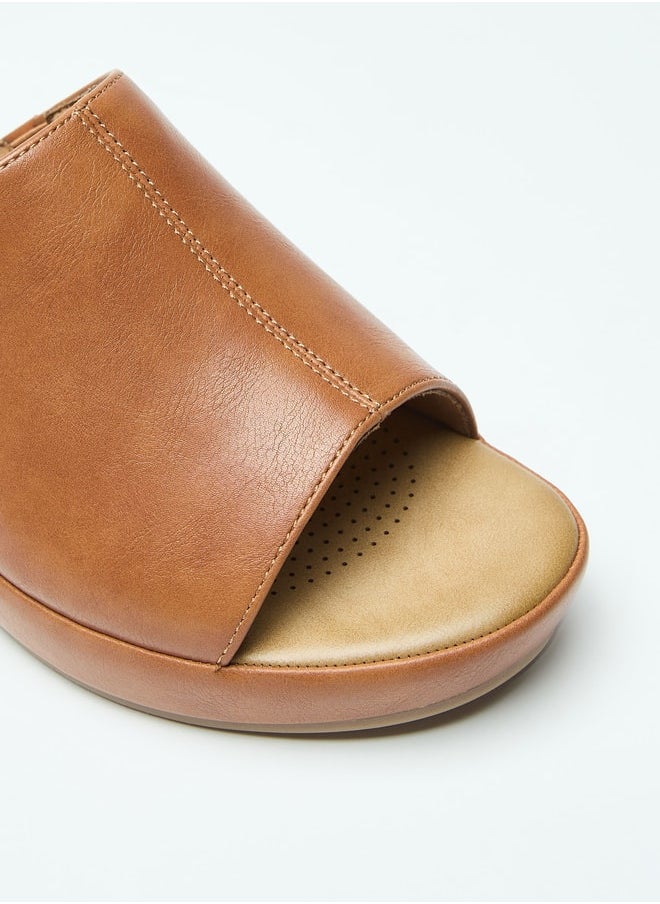 Flora Bella By Shoexpress - Logo Accent Slip-On Sandals with Wedge Heels - Image 1