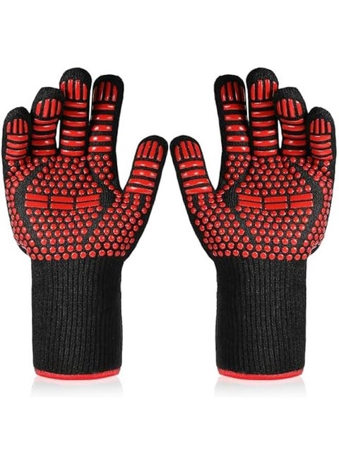 Heat Resistant Silicone Barbecue Gloves Non-Slip Fireproof Cooking Mitts for Grilling Baking and Anti-Scald Protection