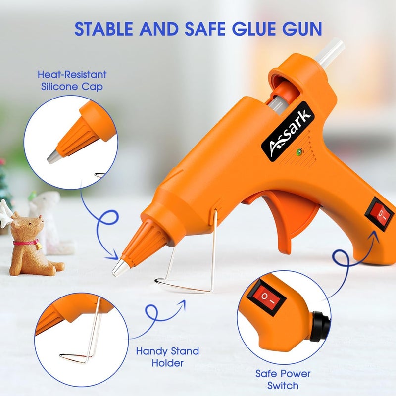 Assark Hot Glue Gun Kit with 30 Glue Sticks(130mm x 7mm), Fast Preheating Hot Melt, High Temp for School Crafts DIY Arts and Quick Home Repairs,20W - Image 5