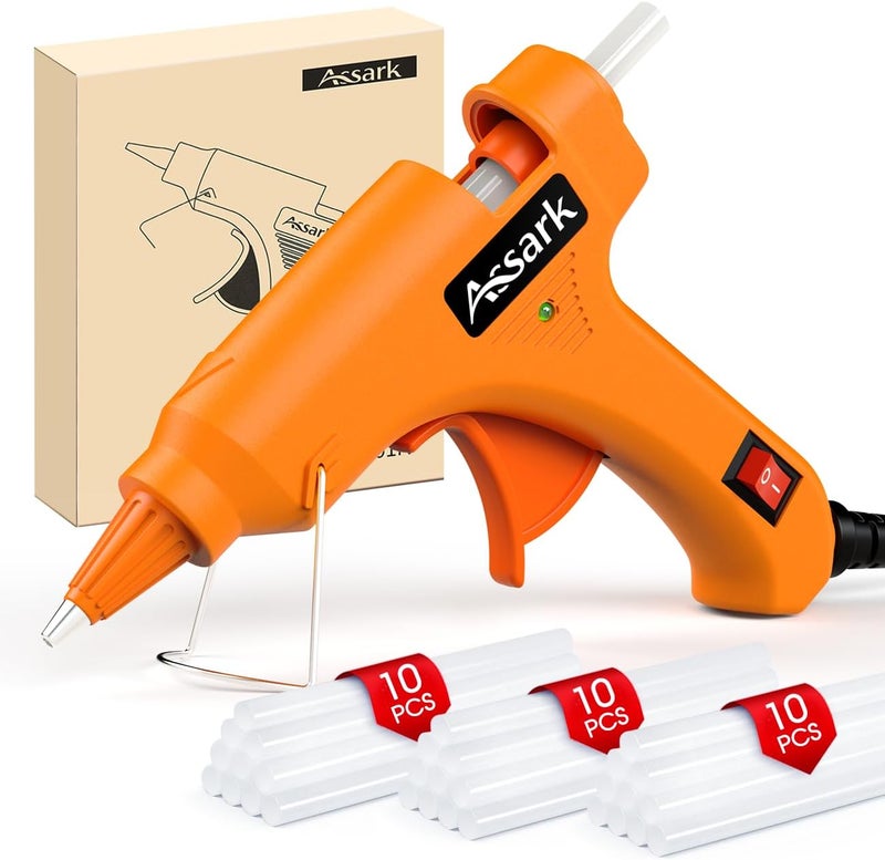 Assark Hot Glue Gun Kit with 30 Glue Sticks(130mm x 7mm), Fast Preheating Hot Melt, High Temp for School Crafts DIY Arts and Quick Home Repairs,20W - Image 1