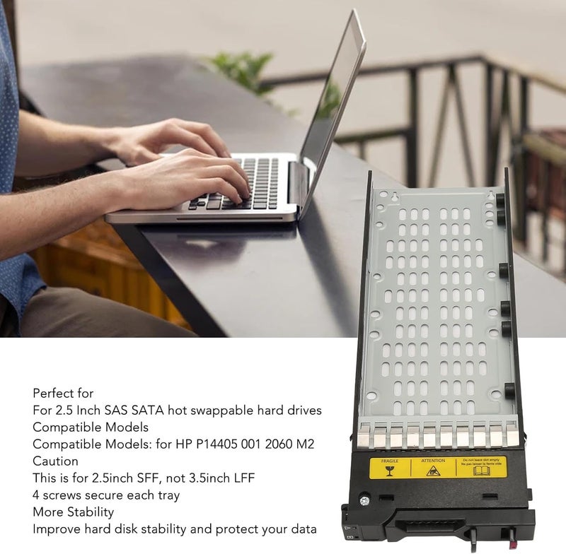 2.5 بوصة حامل قرص صلب SAS SATA، حامل أقراص SAS SATA عالمي لـ P14405 001 2060 M2، حامل أقراص صلب قابل للتبديل الساخن مع 4 براغي، مادة معدنية فاخرة و ABS لـ E - Image 2
