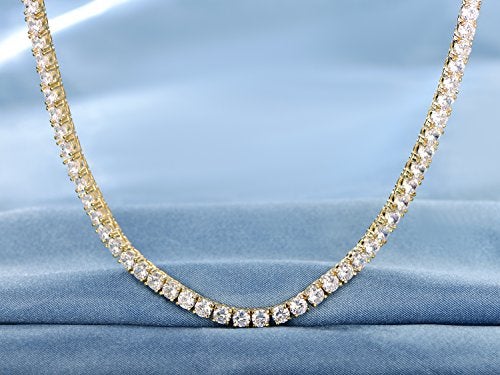Gemsme 18K Yellow Gold Plated Tennis Necklace/Bracelet/Earrings/Band Ring Sets Pack of 4 (9#) - Image 5