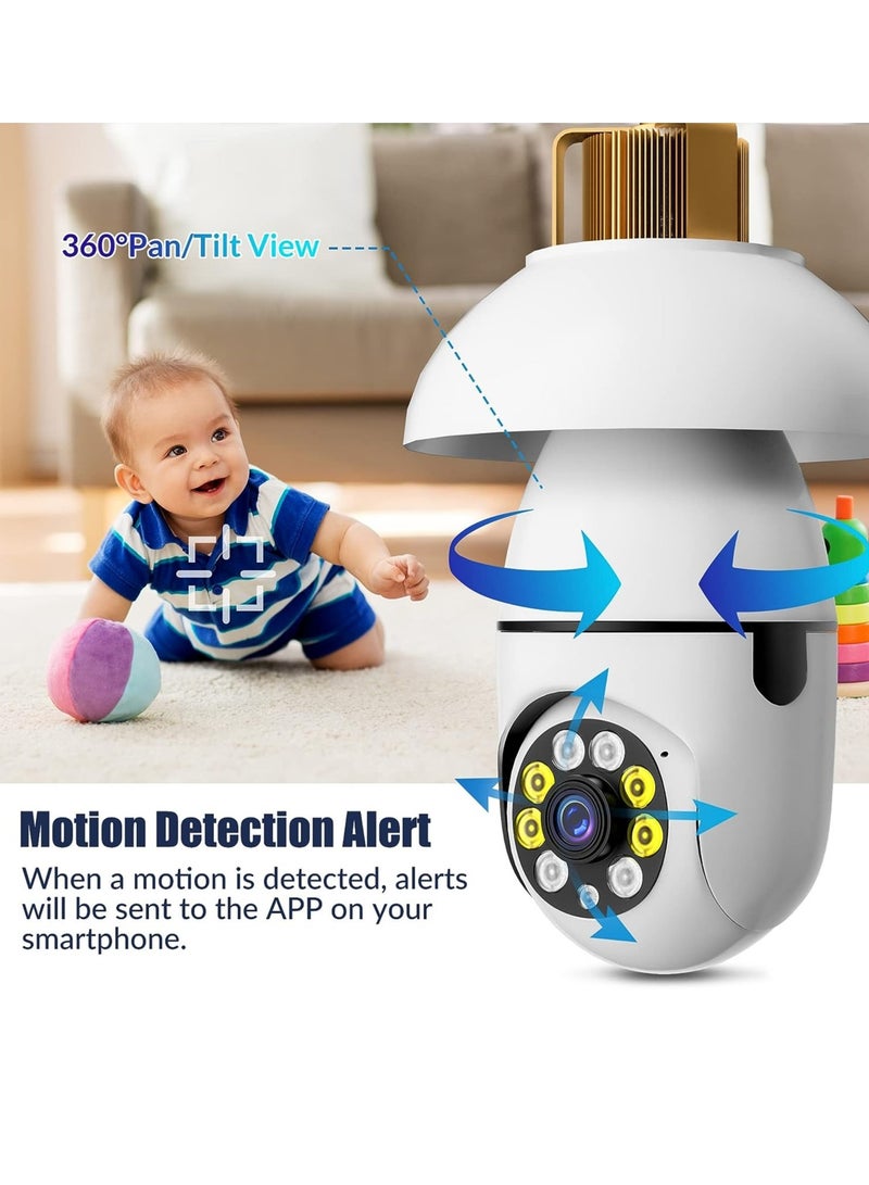 ELTRAZONE E27 Camera, 1080P Security Camera System with 2.4GHz WiFi, 360 Degree Wireless Home Surveillance Cameras, Night Vision, Two Way Audio, Smart Motion Detection - Image 4