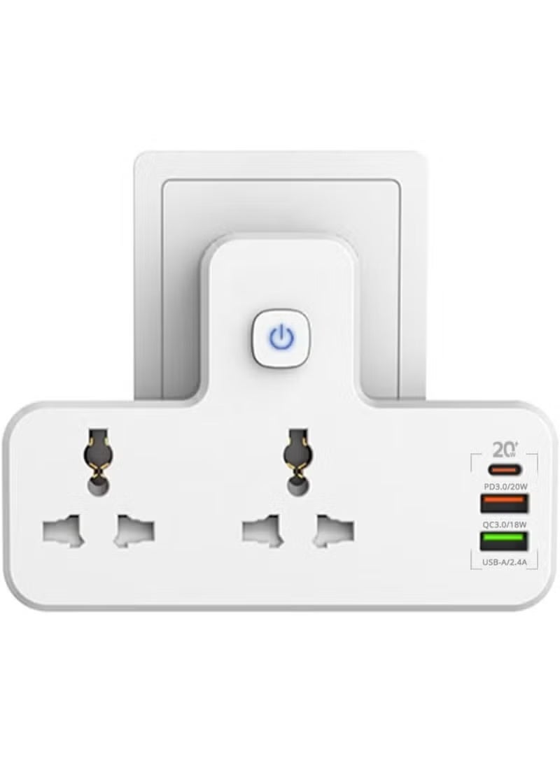 بيجانت مقبس تمديد طاقة 3 في 1 مع شحن سريع USB-C PD بقوة 20 واط، منفذي تيار متردد + منفذي USB-A + منفذ USB-C واحد، ضوء ليلي يعمل باللمس، محول متعدد المقابس صغير الحجم - Image 4