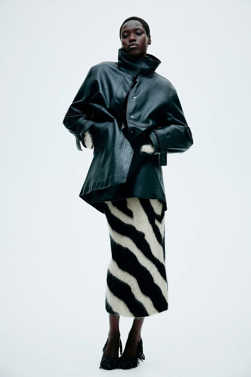 H&M Jacquard-knit mohair-blend skirt