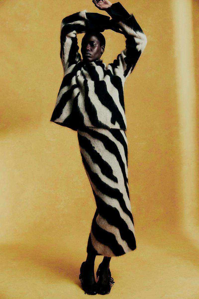 H&M Jacquard-knit mohair-blend skirt