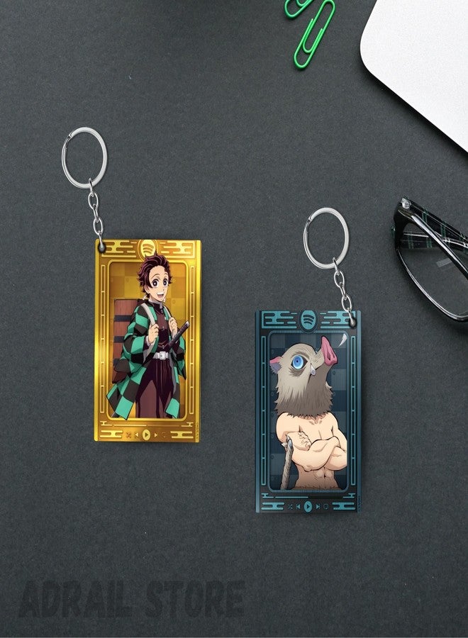 ADRAIL STORE Premium (Pack Of 4) Demon Slayer Anime Printed Keychain For Bike, Scooty, Car, Acrylic Keyholder (DS-1) - Image 4