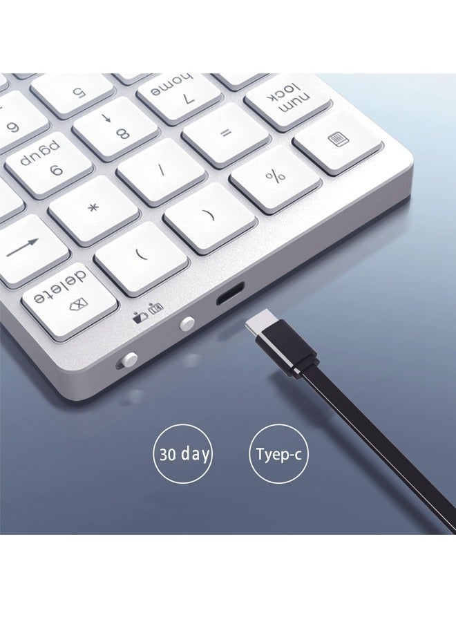لوحة أرقام لاسلكية، لوحة مفاتيح رقمية مكونة من 28 مفتاحًا مع مستقبل USB صغير 2.4 جيجاهرتز، لوحة أرقام محمولة للمحاسبة المالية، لوحة أرقام لاسلكية تعمل بتقنية البلوتوث لأجهزة الكمبيوتر المحمول والكمبيوتر الشخصي والكمبيوتر المحمول وسطح المكتب وSurface Pro - فضي - Image 4