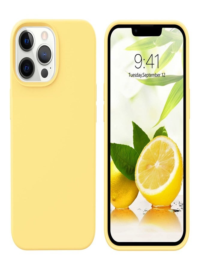 جراب GUAGUA متوافق مع iPhone 13 Pro Max، مصنوع من السيليكون السائل الناعم والمطاط الهلامي، بتصميم رفيع وبطانة من الألياف الدقيقة، مقاوم للصدمات، لحماية الهاتف، مناسب لهاتف iPhone 13 Pro Max مقاس 6.7 بوصة، لون أصفر - Image 1
