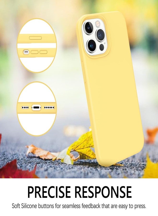 جراب GUAGUA متوافق مع iPhone 13 Pro Max، مصنوع من السيليكون السائل الناعم والمطاط الهلامي، بتصميم رفيع وبطانة من الألياف الدقيقة، مقاوم للصدمات، لحماية الهاتف، مناسب لهاتف iPhone 13 Pro Max مقاس 6.7 بوصة، لون أصفر - Image 4