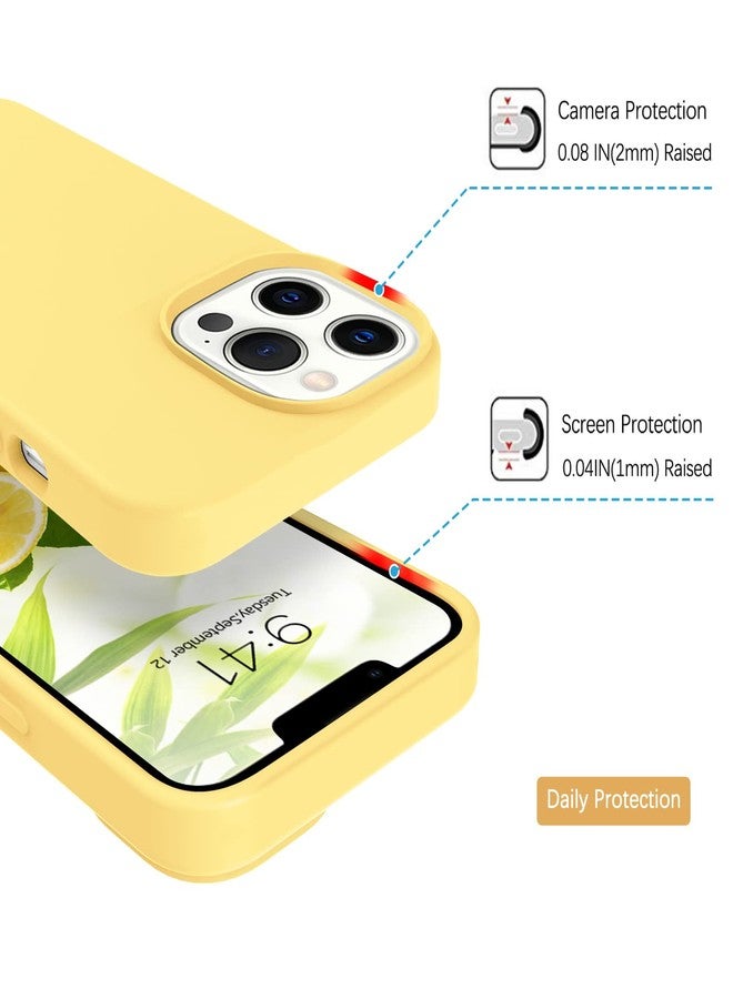 جراب GUAGUA متوافق مع iPhone 13 Pro Max، مصنوع من السيليكون السائل الناعم والمطاط الهلامي، بتصميم رفيع وبطانة من الألياف الدقيقة، مقاوم للصدمات، لحماية الهاتف، مناسب لهاتف iPhone 13 Pro Max مقاس 6.7 بوصة، لون أصفر - Image 5
