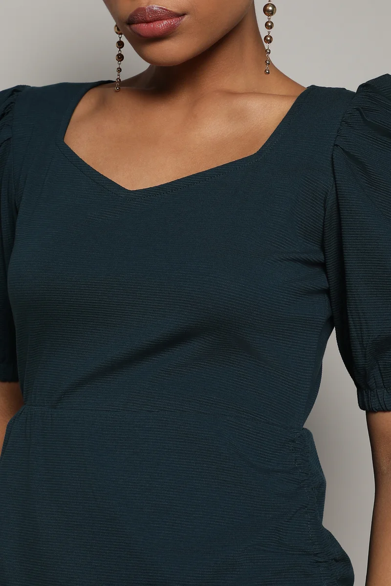 Campus Sutra Puff Sleeve Dress