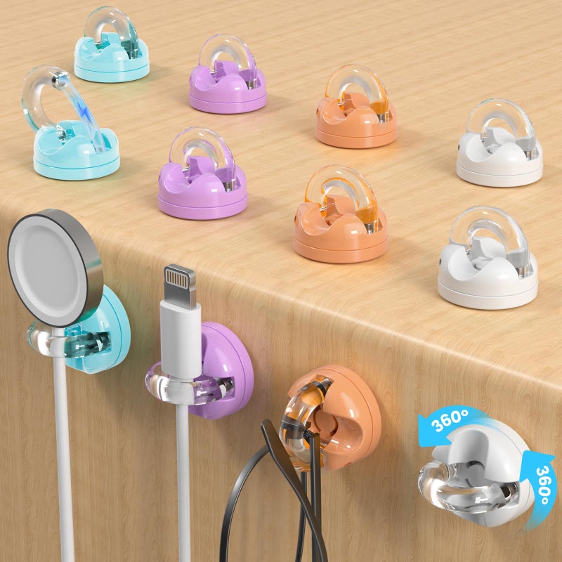 AMAZYC-US 8-Pack Cord Organizer Holder, 360Â° Rotatable Charger Holder for Nightstand & Appliance Cord Management, 8mm Slot Magnetic Cord Clip with Strong Adhesive for Desk, Office, Kitchen - Image 1