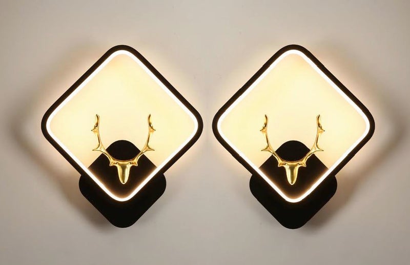 Groeien Abs Plastic Pack Of 2 Tricolor Led Home Decor Fancy Wall Indoor/Outdoor Decorative Lights (Warm+Natural+Coolwhite) (2, Hiranhead-Square) - Image 1