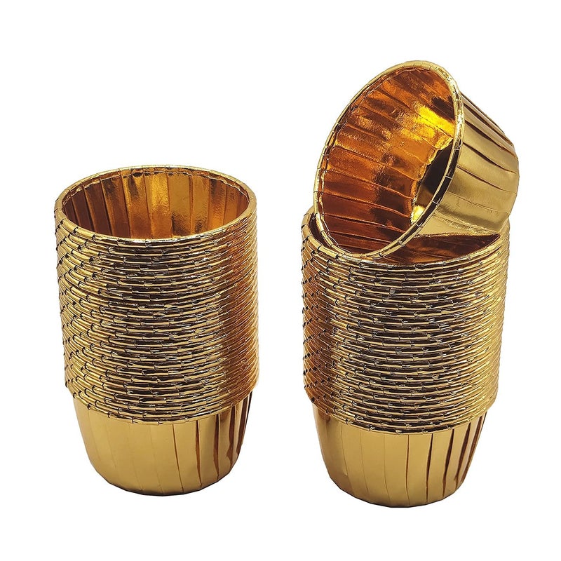 Deera Deera Gold Medium Aluminum Muffin Liners Petite Cupcake Baking Cups for Shimmering Delights Pack of 50 Each  - Image 5