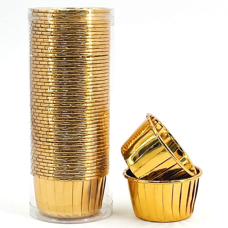 Deera Deera Gold Medium Aluminum Muffin Liners Petite Cupcake Baking Cups for Shimmering Delights Pack of 50 Each  - Image 1