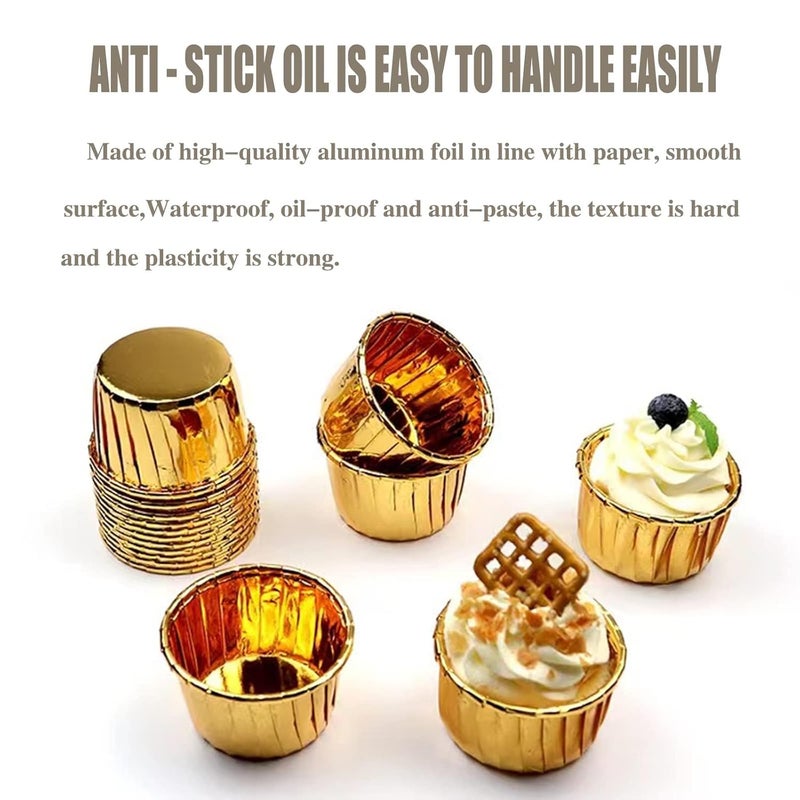 Deera Deera Gold Medium Aluminum Muffin Liners Petite Cupcake Baking Cups for Shimmering Delights Pack of 50 Each  - Image 4