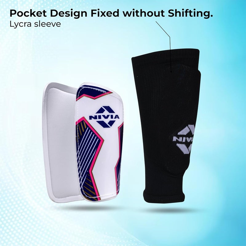 Nivia Classic Shin Guards with Sleeves for Youth and Adults, for Football Games Matches, Training, Basketball, Baseball, Cycling, Light Weight & Breathable Shin Guard with Lycra Sleeves (Medium) - Image 3