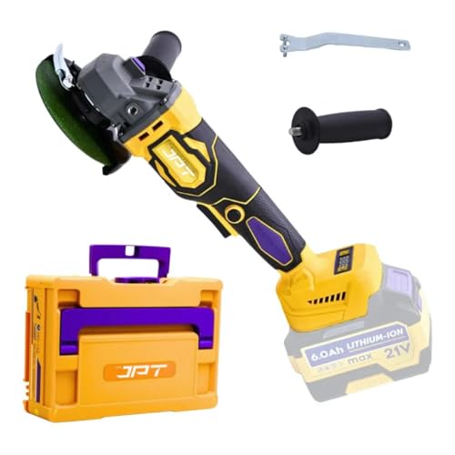 JPT 21V Heavy-Duty Cordless Angle Grinder Machine | Brushless Motor | 3-Speed Modes (5000–9000 RPM | 100mm Disc | Spindle & Speed Lock | 𝐖𝐢𝐭𝐡𝐨𝐮𝐭 𝐁𝐚𝐭𝐭𝐞𝐫𝐲 & 𝐂𝐡𝐚𝐫𝐠𝐞𝐫 - Image 1