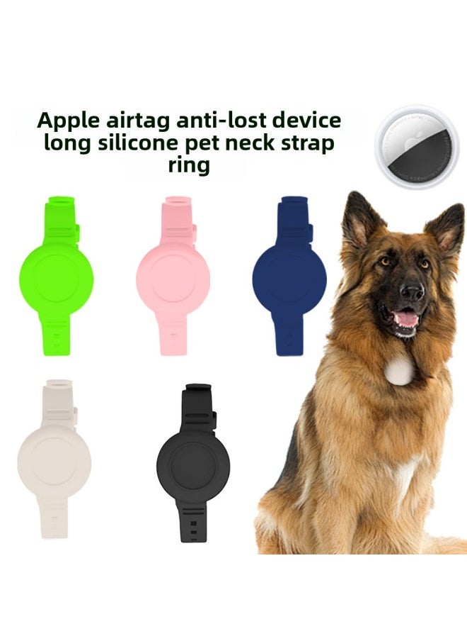 Generic - Suitable For Apple For Apple Airtag Anti-lost Silicone Pet Positioning Neck Neck Strap Simple Solid Color Long-Color:Pink-Applicable Model:Q92 - Image 1