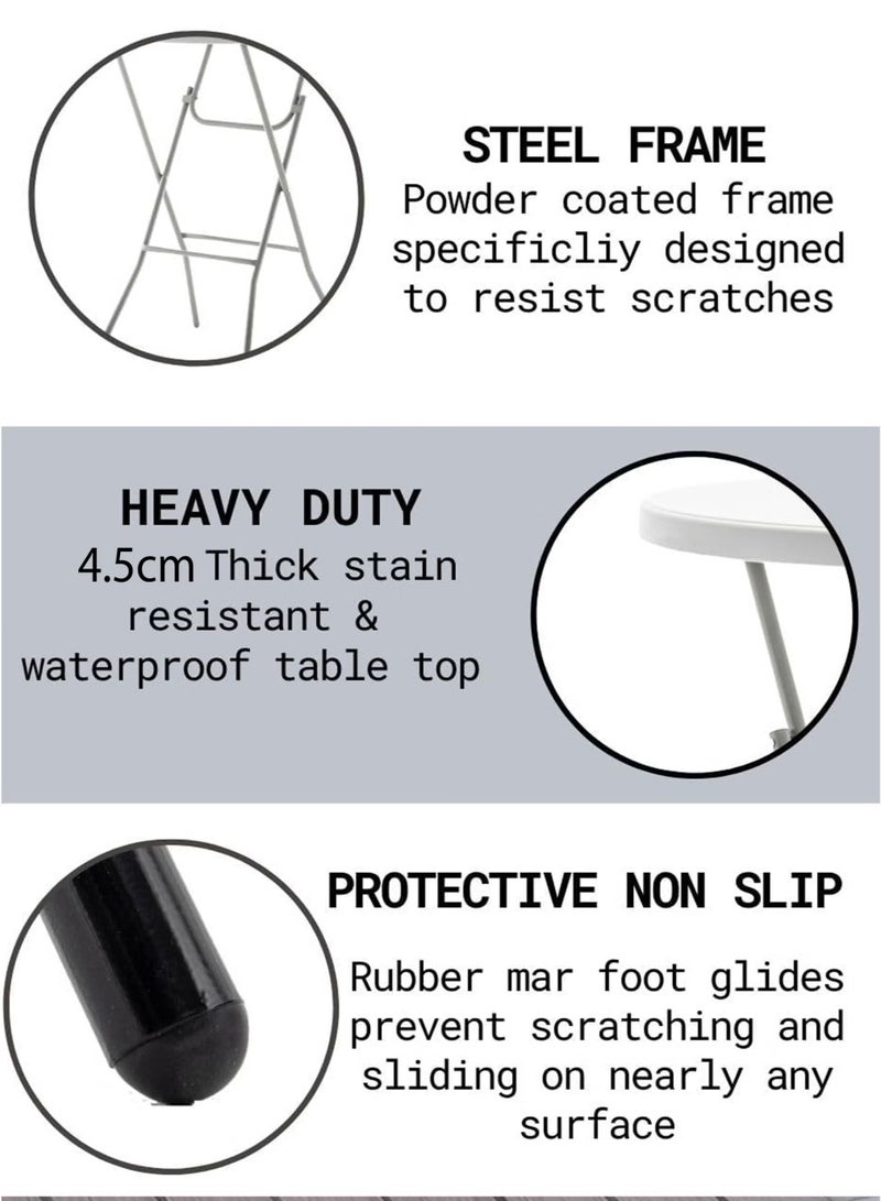 توشيونيكس طاولة بار دائرية قابلة للطي 80 سم × 110 سم طاولة كوكتيل طويلة محمولة للاستخدام الداخلي والخارجي طاولة تجارية عالية الارتفاع، سطح بلاستيكي أبيض عالي الكثافة مع إطار فولاذي مطلي بالمسحوق، طاولة قائمة محمولة لحفلات الزفاف والمناسبات وتناول الطعام في الولائم والمنزل والمطبخ وشرفة التراس والفناء والحديقة ومخزن المكتب والتخييم والنزهات الصحراوية على الشاطئ ومقهى القهوة - Image 3