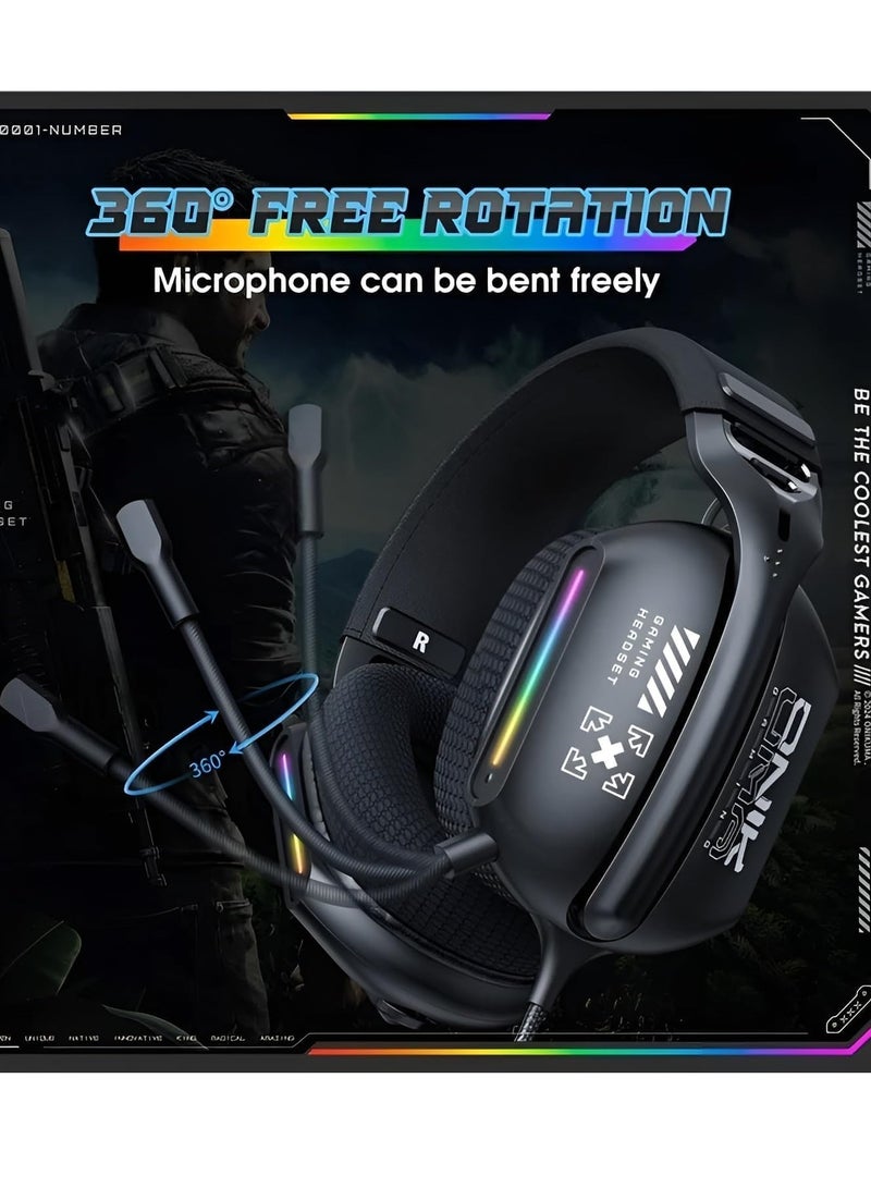 أونيكوما سماعة الألعاب X12  - سماعة رأس للألعاب بصوت ستيريو RGB مع ميكروفون - مقبس 3.5 ملم + USB للضوء لوحدات تحكم الهاتف المحمول PC PS4-5 وXbox One | أسود - Image 3