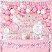 Vistico Pink Bow Coquette Birthday Decorations for 24 Guests Party Supplies with Plates Napkins Cups Balloon Garland Arch Happy Birthday Banner Tablecloth Backdrop Cake Cupcake Toppers - Image 3