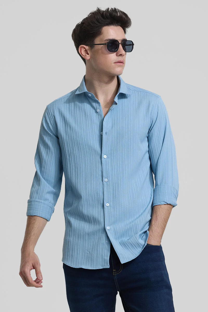 SNITCH Blue Stripes Slim Fit Shirt